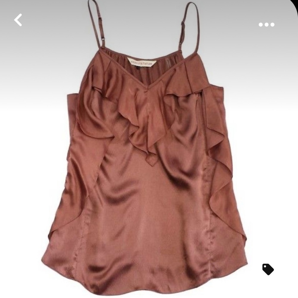 Rebecca Taylor Rosewood Silk Ruffle Cami Top 0 XS